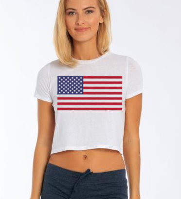 Høre fra foretrækkes automatisk Ladies 'American Flag' Crop Top – United Tees