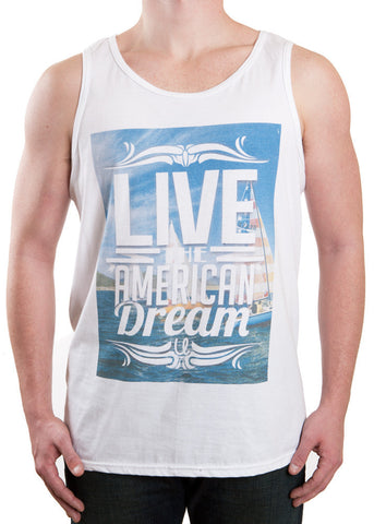 Sail Boat, Preppy American Flag Tank Top, LTAD