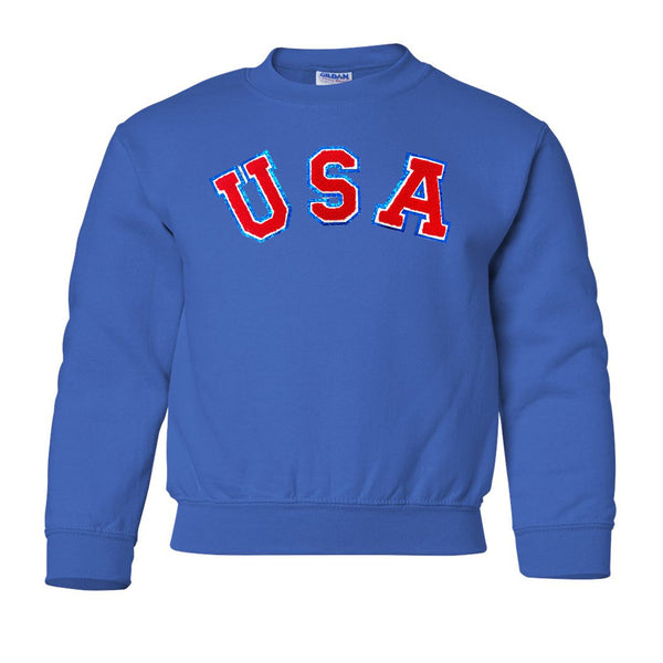 Kids USA Letter Patch Crewneck Sweatshirt