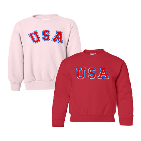Kids USA Letter Patch Crewneck Sweatshirt