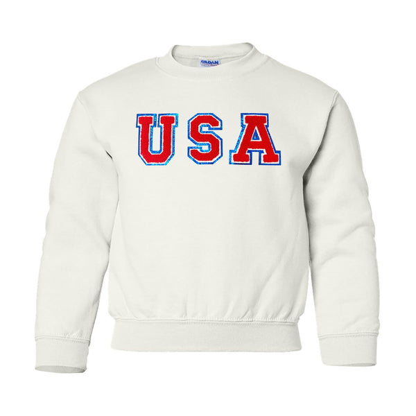 Kids USA Letter Patch Crewneck Sweatshirt